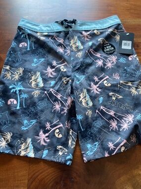 NWT Hurley Boys Size 16 Gray Palm Tree Board Shorts